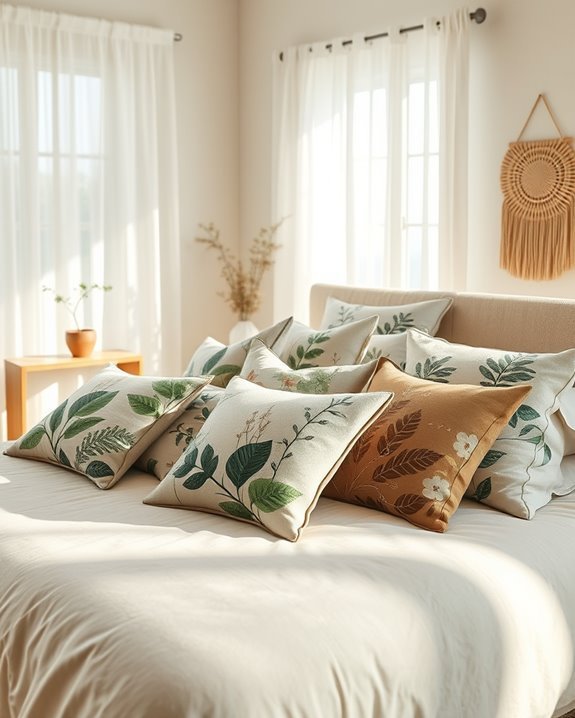 botanical throw pillows enhance decor