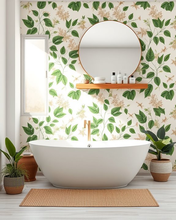 botanical wallpaper for bathrooms