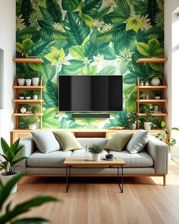 botanical wallpaper tv wall