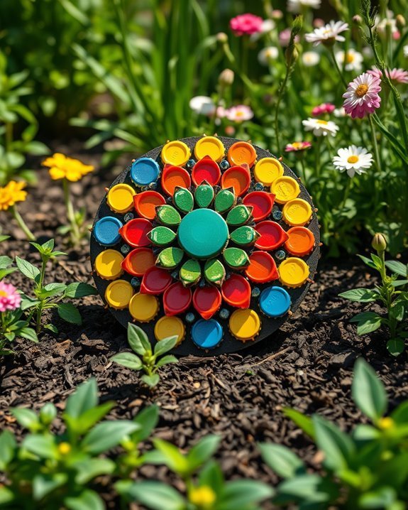 bottle cap garden art