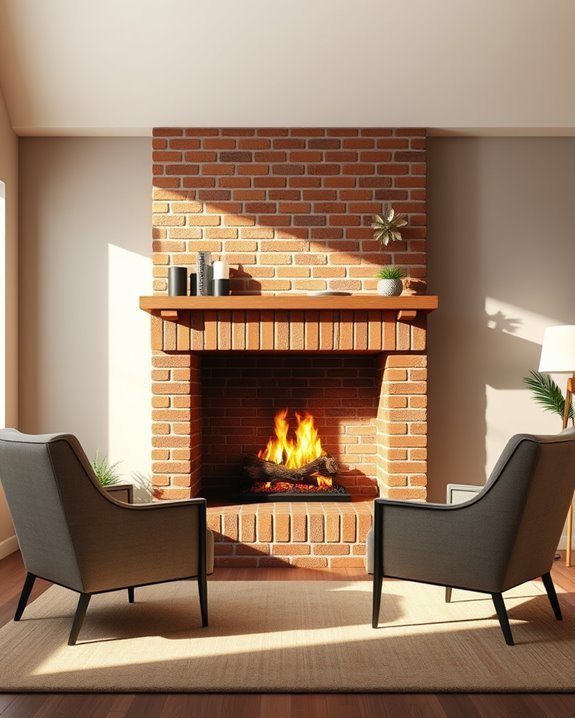 brick fireplace focal point