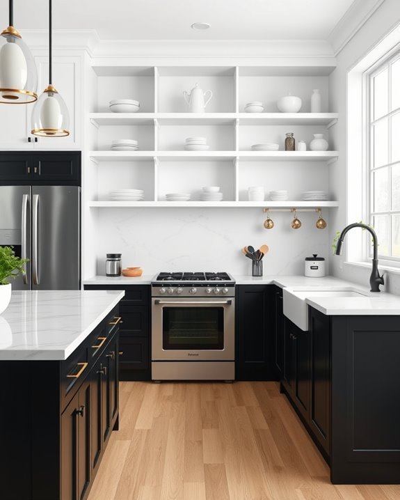 bright airy open shelving
