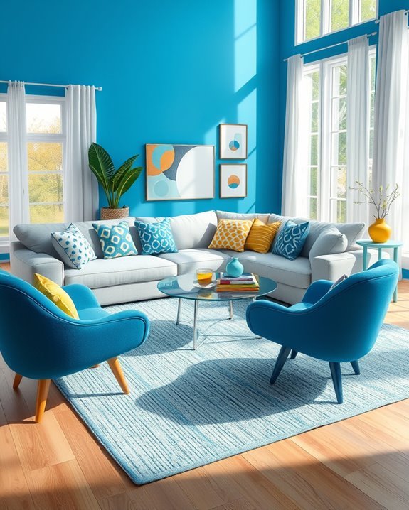 bright blue playful decor