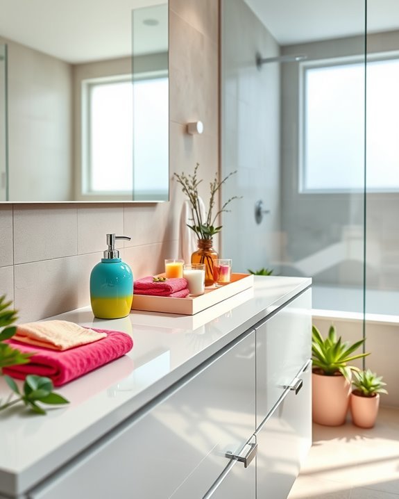 bright colorful bathroom accessories