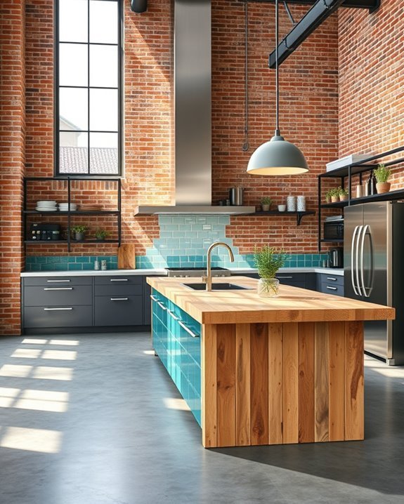bright tiles enhance brick