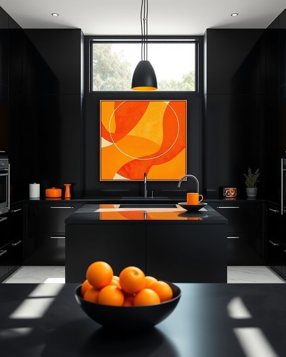 brighten black kitchen decor