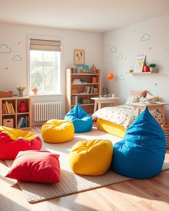 brightly colored bean bags