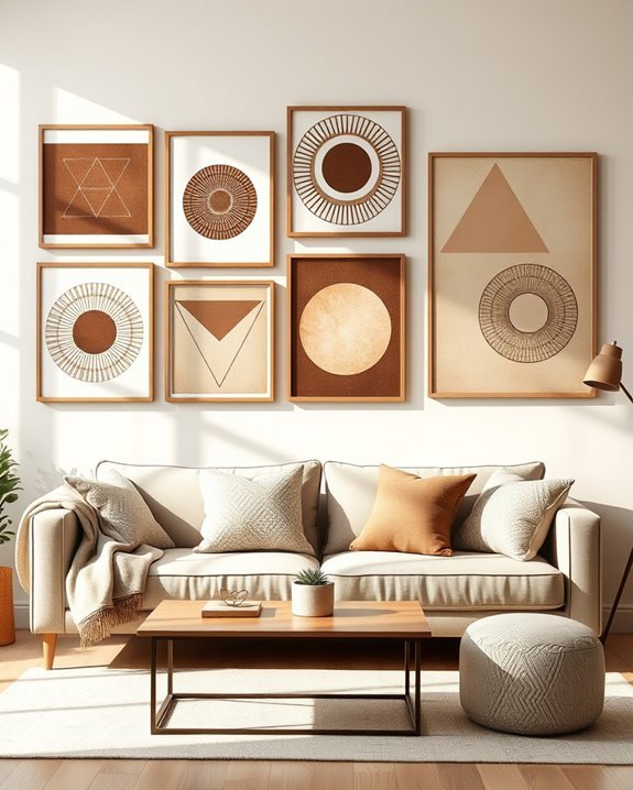 brown geometric art prints