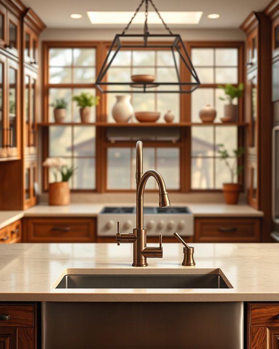 brown metal kitchen accents