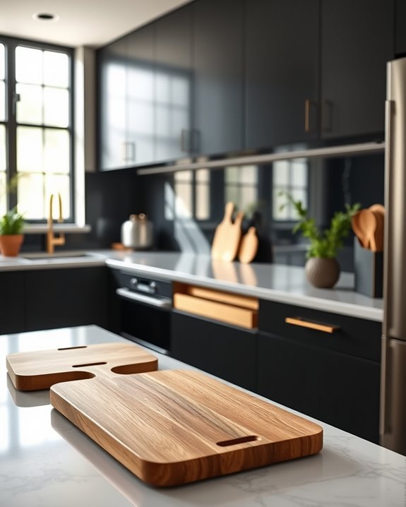 built in cutting boards maximize space