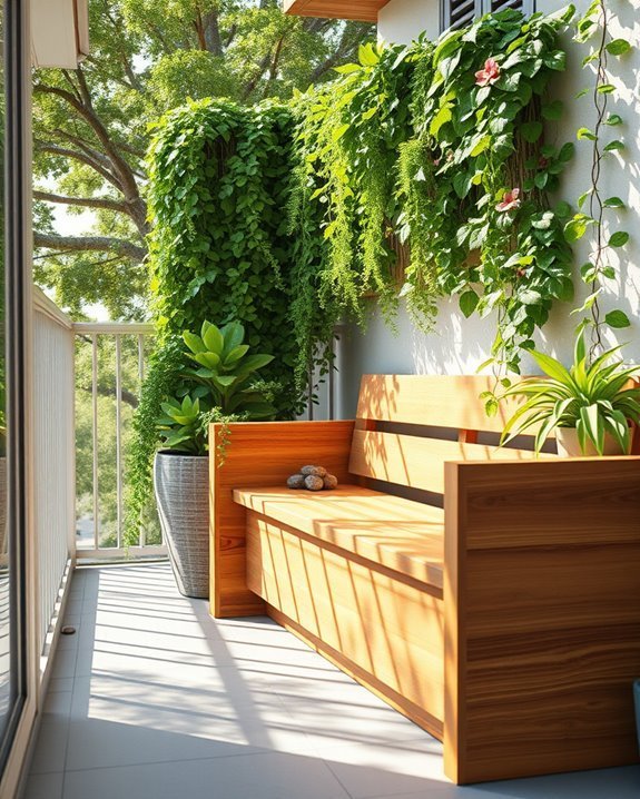 built in seating with planters