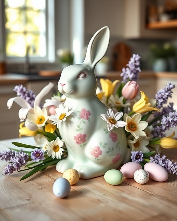 bunny themed easter table decor