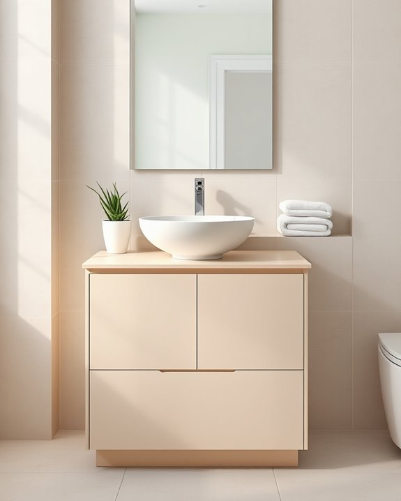 calm neutral bathroom ambiance