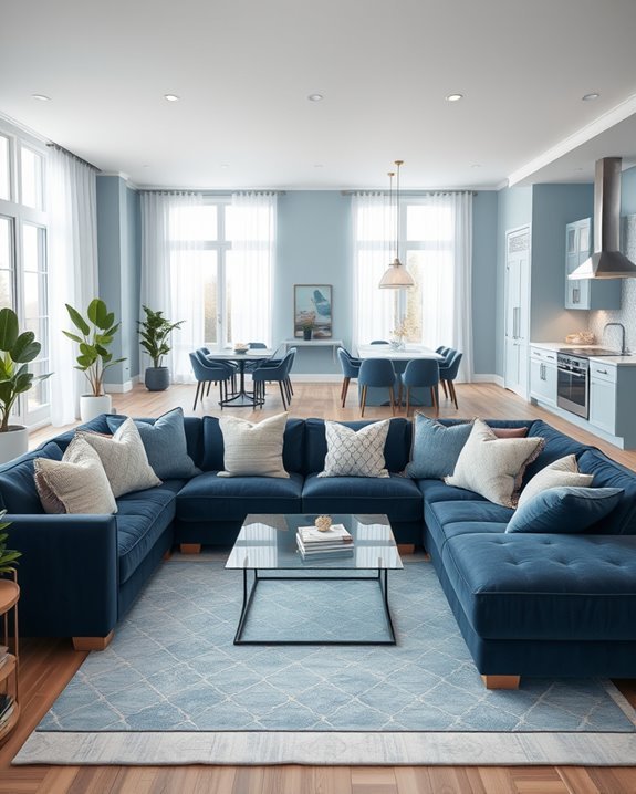 calm spacious blue living