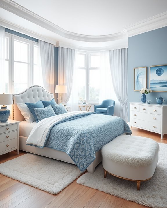 calming blue and white lighting