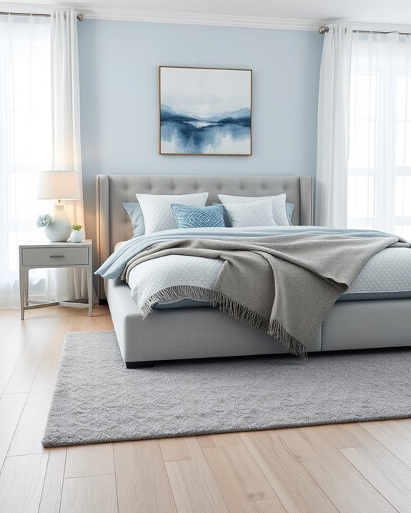 calming blue gray bedroom decor