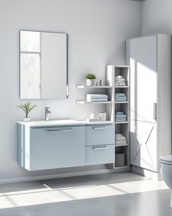 calming blue grey storage