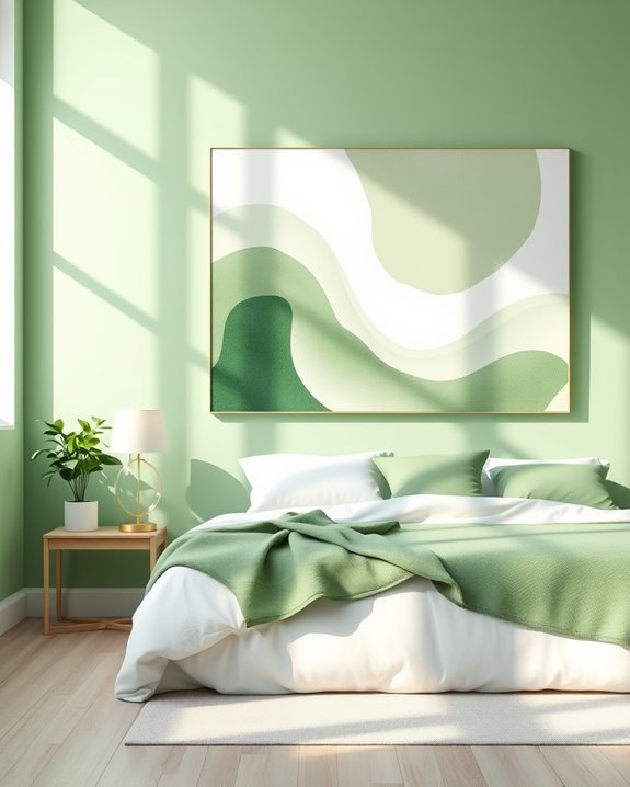 calming green white artwork