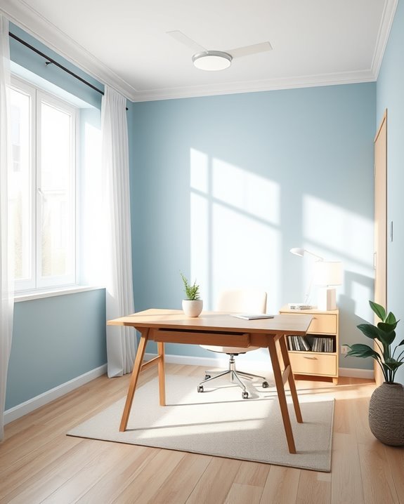 calming light blue workspace