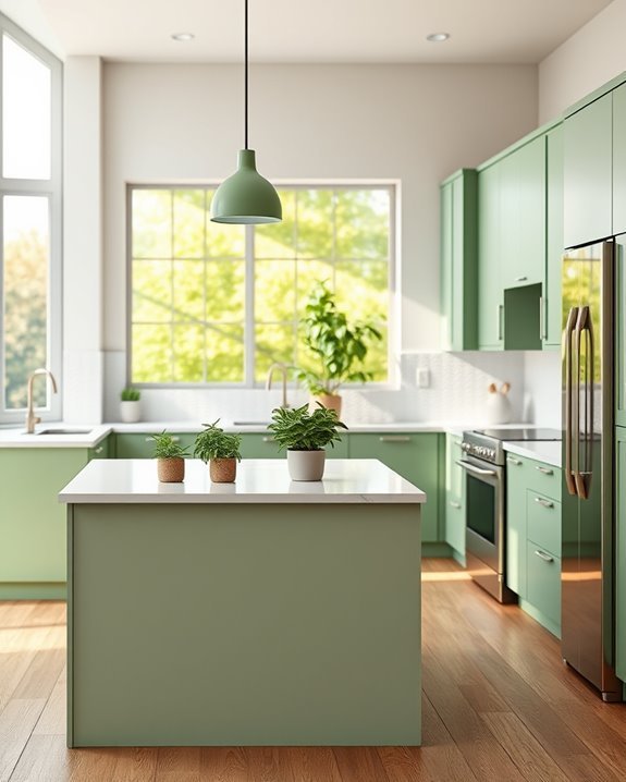 calming soft green ambiance