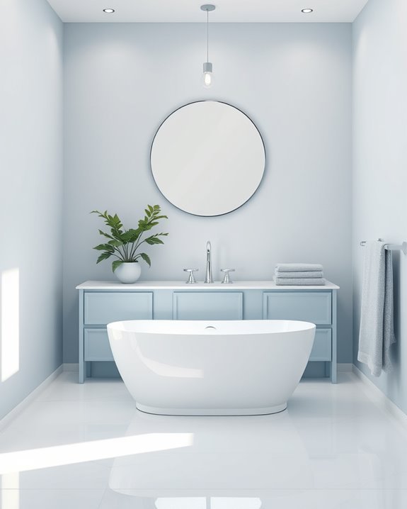 calming white and dusty blue