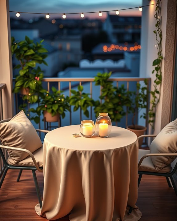 candlelit balcony dinner ambiance