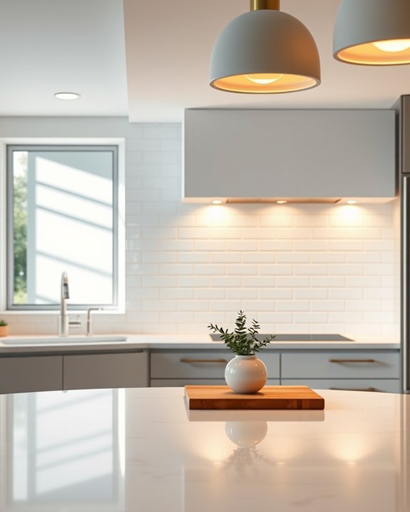 ceiling fixtures enhance backsplash lighting