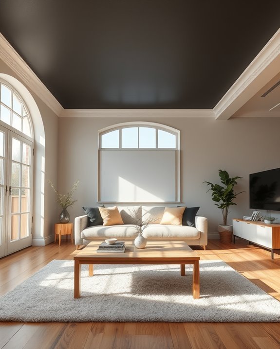 charcoal ceiling lighter walls