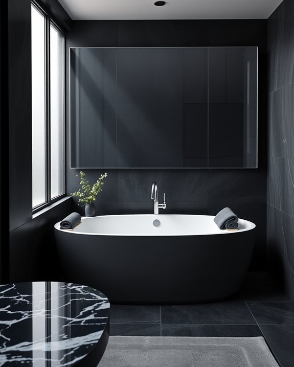 charcoal walls create sophistication