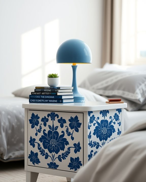 charming blue floral nightstand