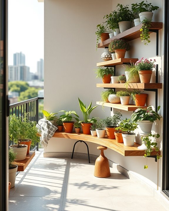 charming eco friendly balcony shelves
