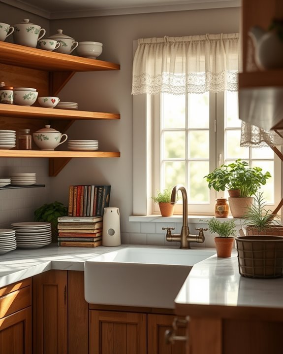 charming open shelving displays