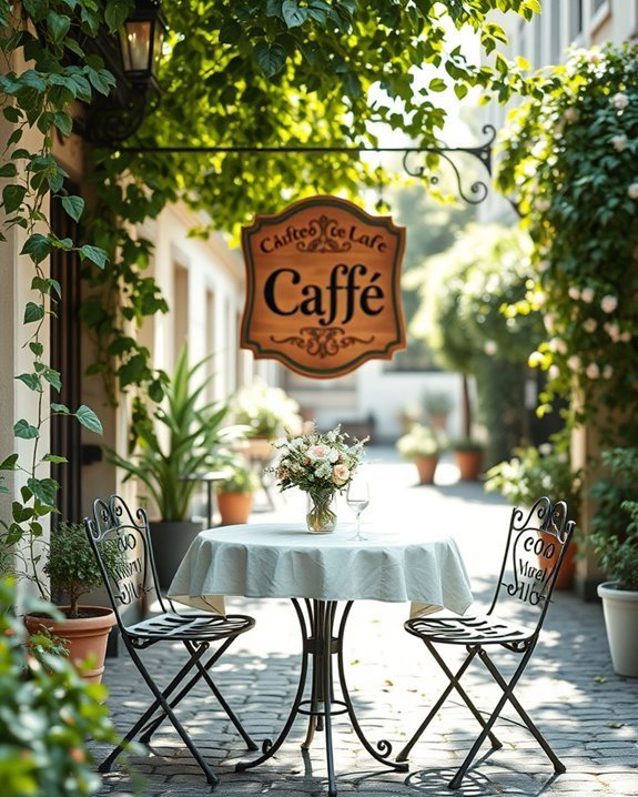 charming outdoor caf signage