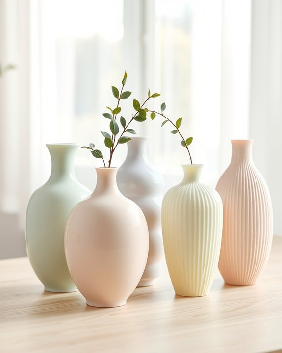 charming pastel vase arrangements