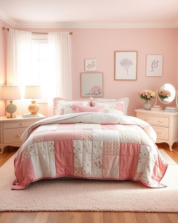 charming pink patchwork decor