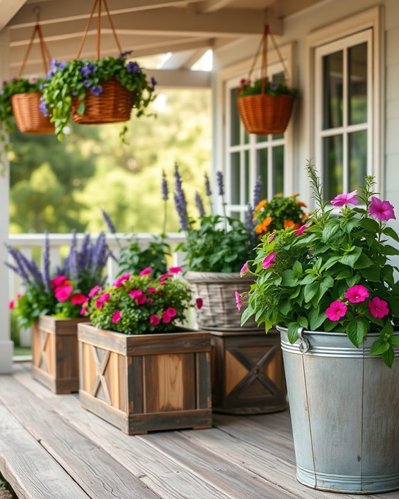 charming rustic planter display