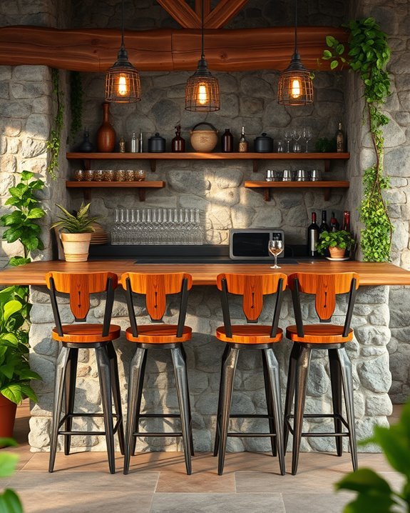 charming rustic stone bar