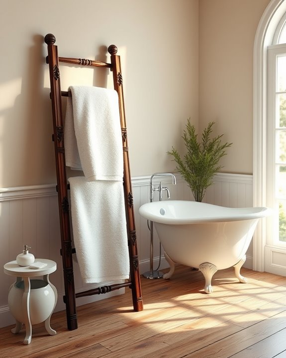 charming rustic towel storage