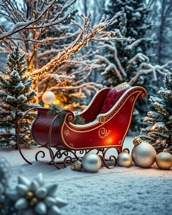 charming sleigh with festive props