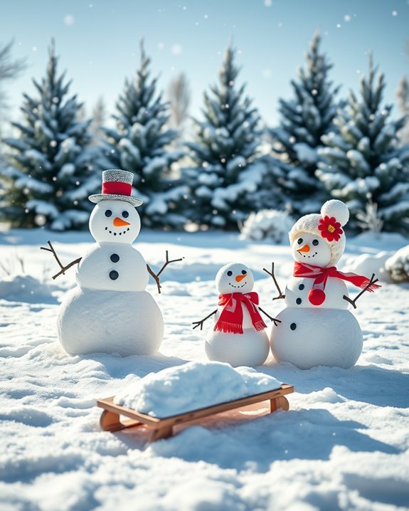 charming snowman family display