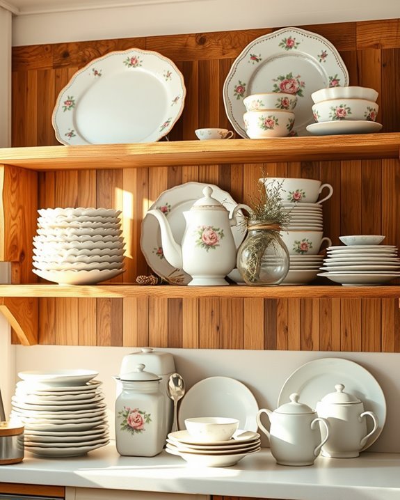 charming vintage dish display