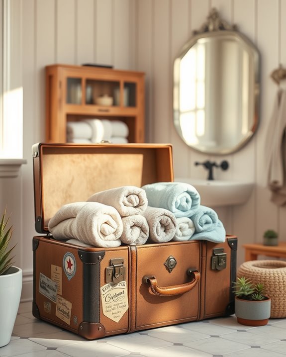 charming vintage towel storage