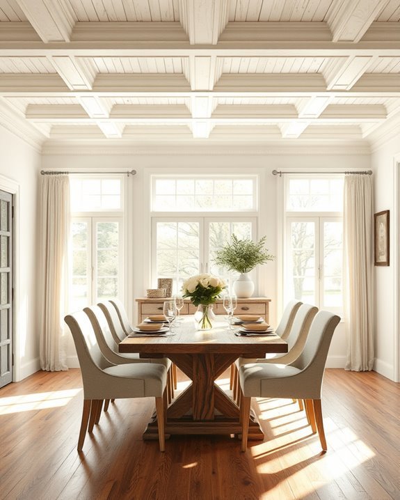 charming whitewashed coffered ceilings