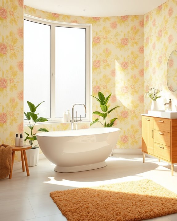 cheerful bathroom wallpaper designs