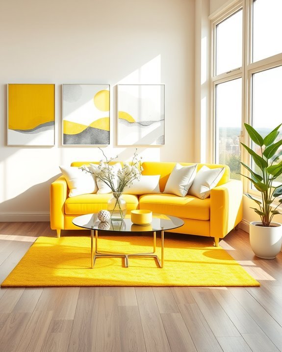 cheerful bright yellow accents