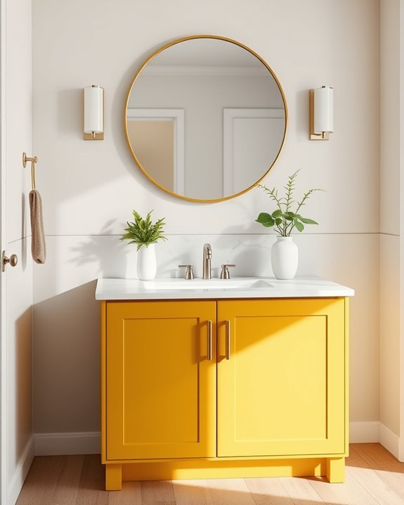 cheerful mustard yellow bathrooms
