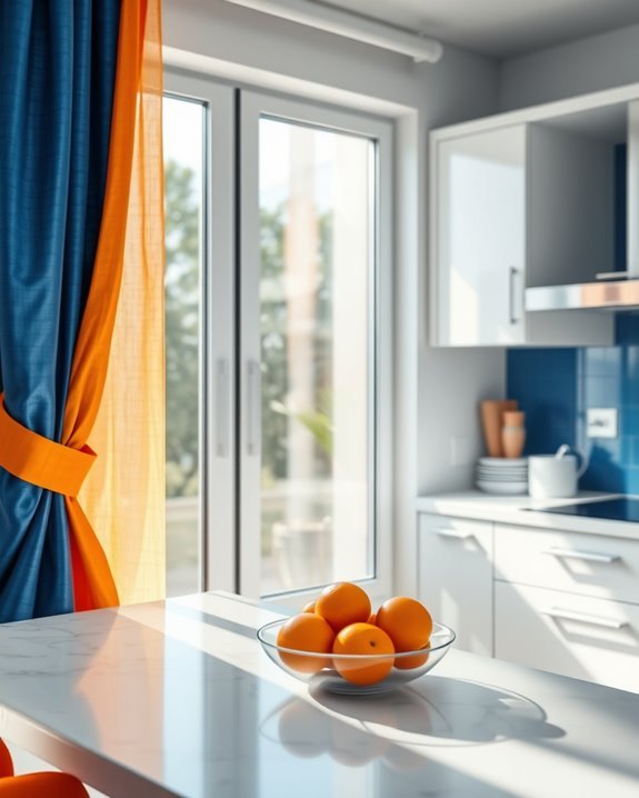 cheerful orange and blue