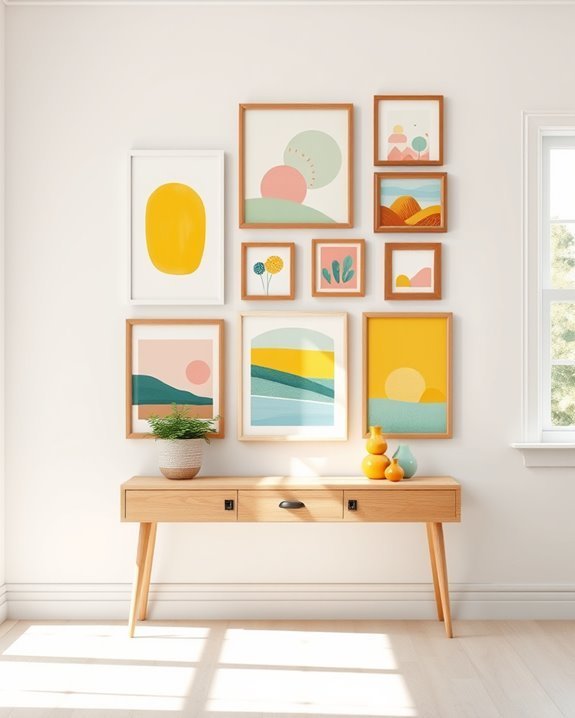 cheerful vibrant gallery walls