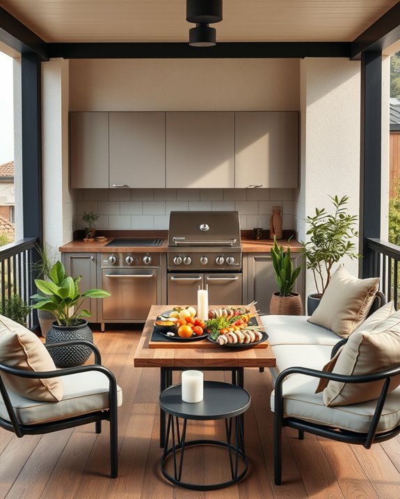 chic balcony barbecue setup