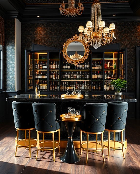 chic black and gold bar